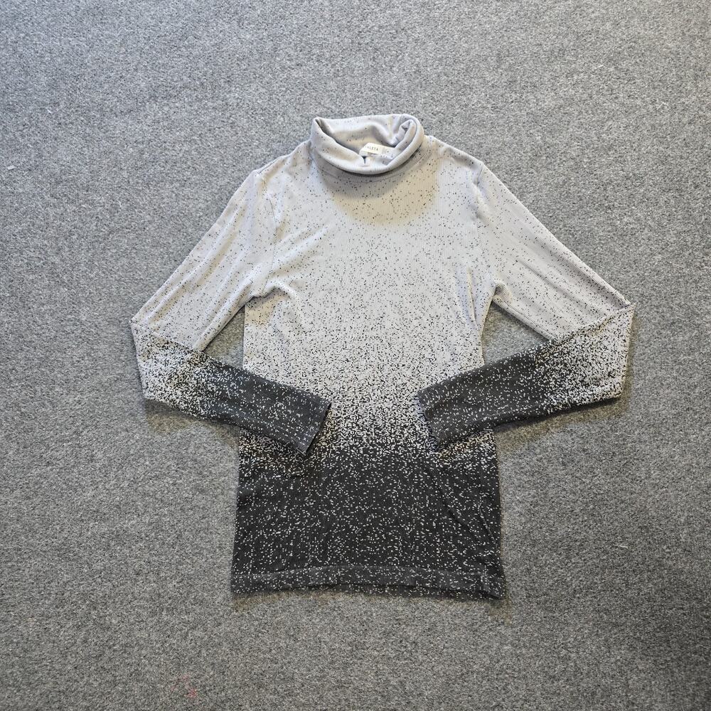 Athleta Top Womens Size Small Gray Ombre Turtleneck Ribbed Performance Stretch